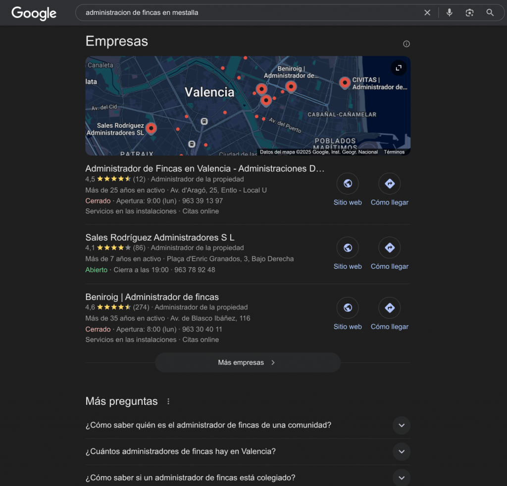 SEO para administradores de fincas en Valencia